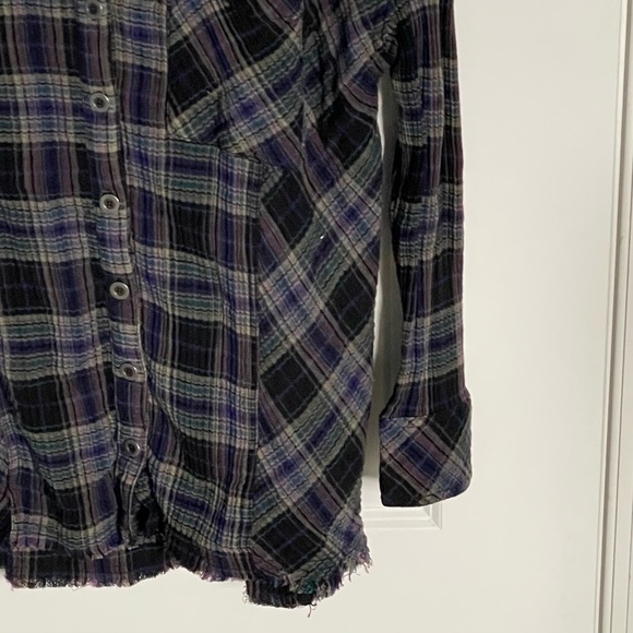 Free People Juniper Ridge Snap Side Plaid Button Down Top 35204 - Picture 7 of 16